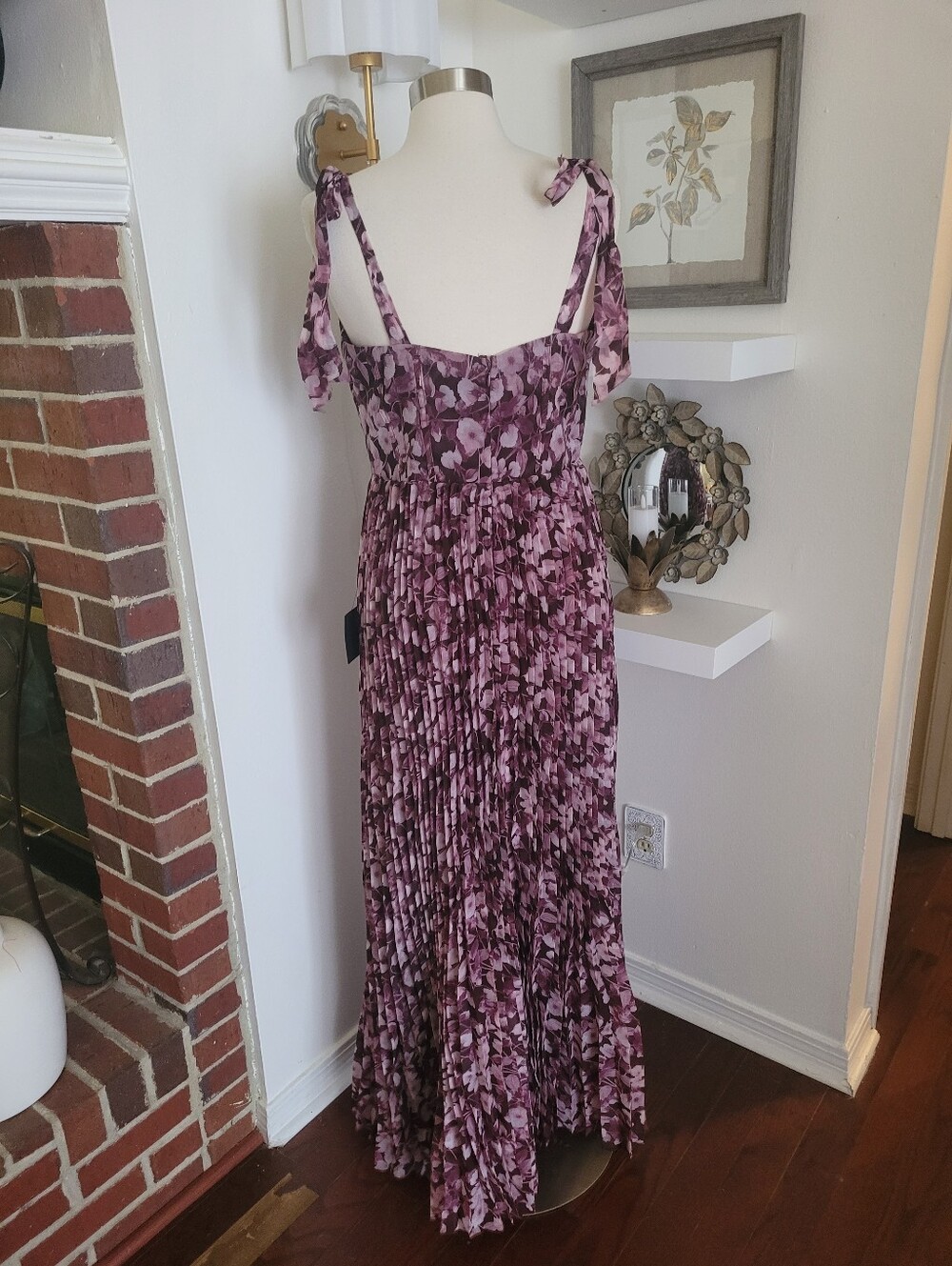Lulu's Illustrious Aura Plum Purple Floral Bustier Tie-Strap Maxi Dress XL - Picture 6 of 11